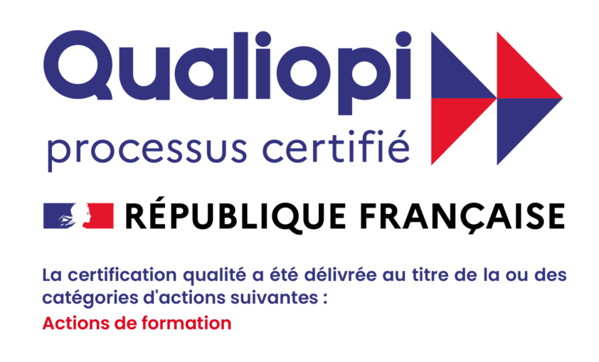 [Description d'image] Logo Qualiopi : La certification qualité a été déilivrée au titre de la ou des catégories d'actions suivantes : Action de formation